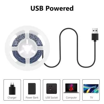 DC 5V USB LED Strips 2835 Warm White LED Strip Light TV Mirror Backlight Lighting Tape Room Decor Lamp Ribbon LED String Light 1m белый