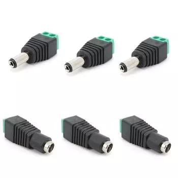 DC Male + Female Высококачественный 2,1 мм x 5,5 мм разъем для источника питания постоянного тока, разъем адаптера, разъем для освещения камеры видеонаблюдения 1 pair
