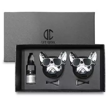 DC Network Car Bulldog Air Freshener Glossy Silver 2 Piece Oil Fragrance, No 5, 1 Set, Korean car acces