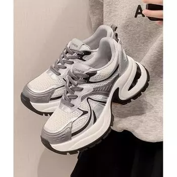 DC same 2024 autumn silver dad shoes women s platform heightening sports and leisure shoes women s versatile running shoes European goods 35