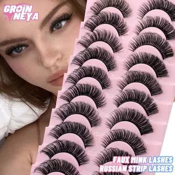 DD Curl Lashes 10 пар русских полосатых ресниц 3D норковые ресницы Натуральные длинные многоразовые пушистые наращивание ресниц ZZ11-5