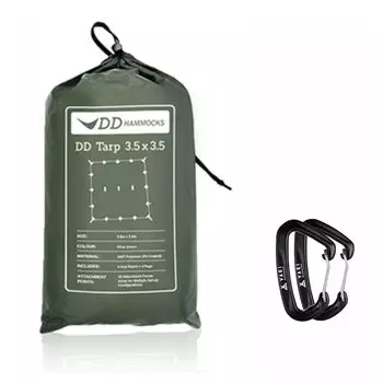 DD Tarp Tarp оптом из Великобритании В комплект входит карабин с высокой прочностью на разрыв 3,5x3,5 [Прямой производитель] (продукт) (оливково-зеленый)