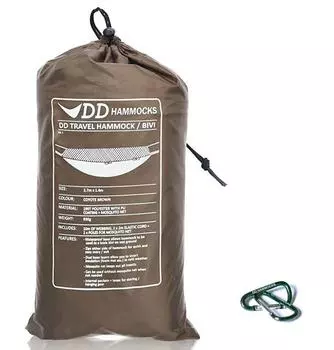 DD Travel Double Layered DD Travel Set with 2 Mini Karabiners Convenient for Lightweight Use Hammock/Bivi Hammock/Bivi & (Coyote brown) [Item]