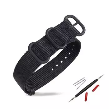 [DDYQQT] Сменный ремешок для часов NATO для мужчин и женщин 18 мм 20 мм 22 мм универсальный ремешок для часов (Черная пряжка, черная, 22 мм)