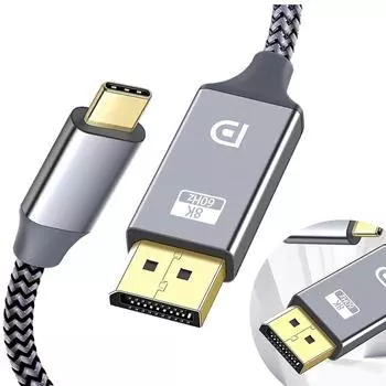 de 1.8M Прочный USB C - DP кабель 32.4Gbps 8K@60Hz 4K@144Hz для MacBook ноутбука