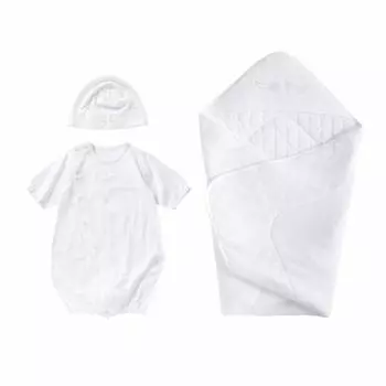 de Angel Wings Set All Snap Hat Афганская новорожденная детская Хлопок Сделано в Японии T3 [Cream Coco] 3-х частей Двусторонняя [Сменная промежность/2-сторонняя] 100% 50-70 см