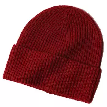 de Cashmere Knit Hat Beanie Free Size [Soie Soire] 100% Women s Men s (Wine Red) вино красного