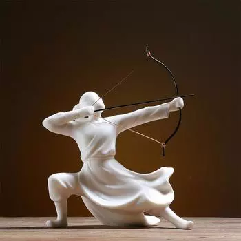 De Chine-Древний Китайский орнамент с изображением фехтовальщика, материальное искусство, фигурки кунг-фу уся, неомодернистское украшение светло-серый