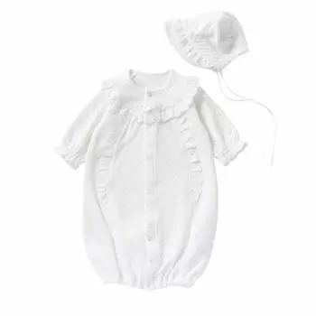 de Knit Quilt Церемониальное платье для новорожденного, сделано в Японии [Creme Coco] (С капюшоном/Двусторонний Все) 50-70см (Белый с оттенком)