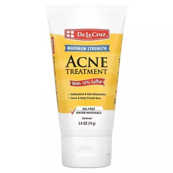De La Cruz, Мазь, лечение угревой сыпи с 10% серой, максимальная сила, 2,6 унции (74 г)