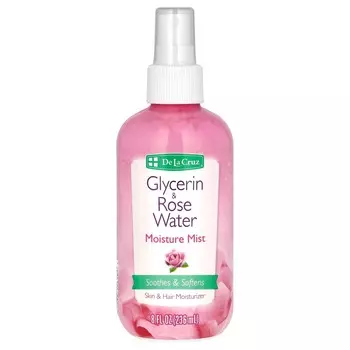 De La Cruz, Увлажняющий спрей, глицерин и розовая вода, 8 жидких унций (236 мл)