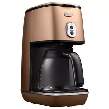 De Longhi Drip Coffee Maker Distinta ICMI011J-CP Regular Coffee for 6 Cups Titanium Coated Filter Aroma Mode Copper 3 Year Warranty with DeLonghi Fami