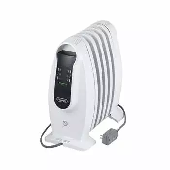 De Longhi Mini Oil Heater NJ0505E, Small and Lightweight, Zero Wind Heating, Dressing Room, Washroom, Kitchen, Soundproof Room, Auxiliary Heating, Sur