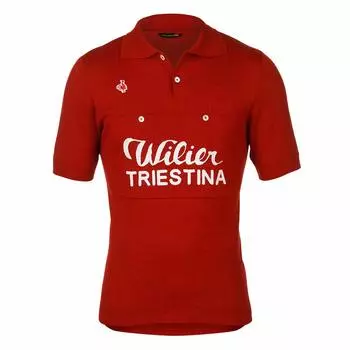 De Marchi WILIER 1951 a classic wool road bike jersey in red JERSEY, Italian-made 100% (size L).