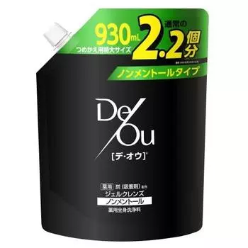 De Ou Medicated Gel Cleanse Non-Menthol Refill Extra Large Большая емкость 930 мл (Мыло для тела с адсорбированным углем, стерилизующие ингредиенты)