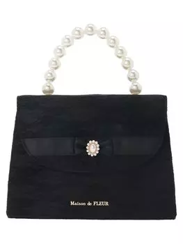 de Сумочка Кружевная Лента Жемчужная Красота Wrap Сумка Черная [Maison Fleur] Женская