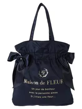 de Tote Bag Double Ribbon Gazer Tote Bag Navy [Maison Fleur] Women s