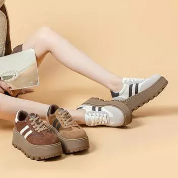 Кроссовки De Training Shoes Повседневная обувь на толстой подошве Кроссовки для студентов Женская обувь 34 коричневый