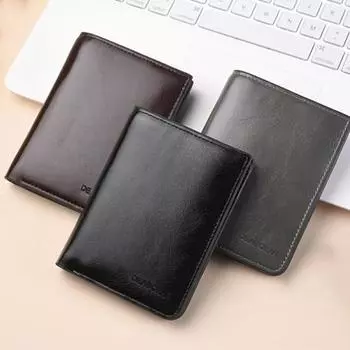 Deabolar Деловой мужской кошелек из искусственной кожи, двойной короткий кошелек с держателем для карт и наличных Vertical серый