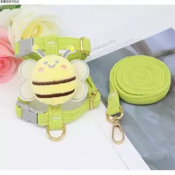 Dear Dog Hand Holding Rope Small Size Dogs Dog Leash Teddy Bichon Chest Back Dog Leash Vest Dog Rope Pet Supplies Bee-Green_1.2 m S [Suggested 1.00 kg-2.50 kg]]