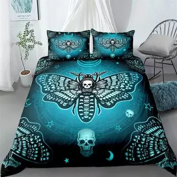 Death Moth Duvet Cover Set Queen Size Phase Space Comforter Cover for Boys Abstract Exotic Aesthetic Bedding Set Dark Art EU Single 135x200cm