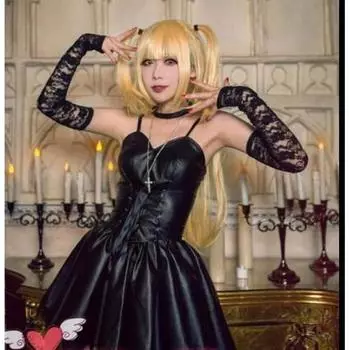 Death Note Misa Amane искусственная кожа сексуальные топы без рукавов кружевное платье униформа наряд аниме костюмы для косплея S&Death Note
