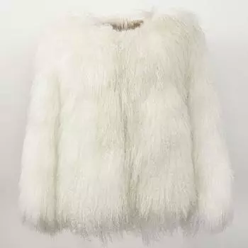 DEBAIFUR 2024 Модная шуба из натурального меха, зимняя верхняя одежда, толстая теплая куртка, повседневная женская шуба из натурального монгольского меха, верхняя одежда S чёрный