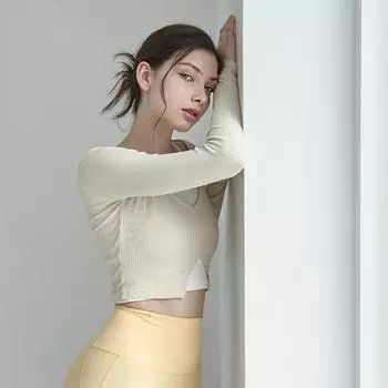 Debbie Wear Julia ребристый длинный рукав DEVI-T0092 White: Free