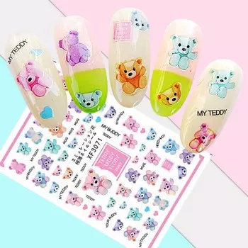 Decals Exquisite design 3D Nail Art Stickers Cute bear decorations sticker Art decorations sticker -488