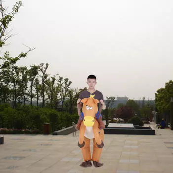 Decdeal Забавный ковбойский всадник на лошади, надувной костюм, наряд для взрослых, нарядное платье на Хэллоуин