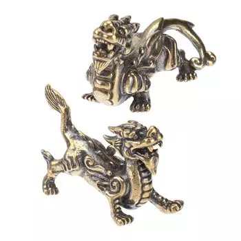 DECHOUS Kirin Hikyu Pixiu Статуэтка жирафа Латунный амулет Фэн-шуй Украшения Привлекайте, приносите добро, защищайте свой дом Украшение интерьера Ремесла и