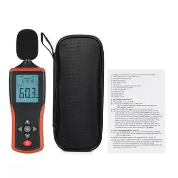 Децибеллометр, цифровой измеритель уровня звука с подсветкой, ЖК-дисплей, портативный измеритель SPL с переменным током красный черный