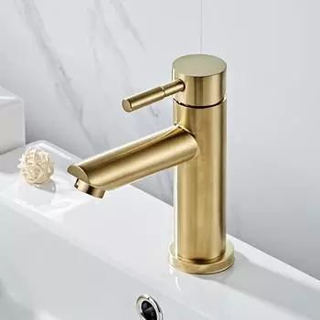 Deck Mount Gold Bathroom Basin Faucet Stainless Steel Hot Cold Mixer Crane Wash Taps Sink Faucets Single Handle Kitchen Faucet
