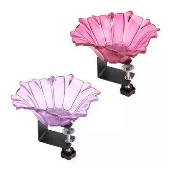 Deck Mounted Clip on Bird Bath Bowl Flower Shape Bird Birdbaths Bowl Garden Bird Feeder Railing розы красного
