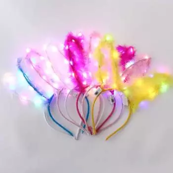 Decorations Korean Style Hair Accessories Women Hair Wear Glowing Feather Headband Fairy Rabbit Ear C