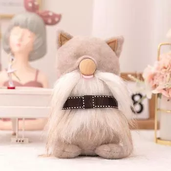 Decorative Cat Plush Figure Sweet Gnome Style Gift For Cat Enthusiasts Collectors And