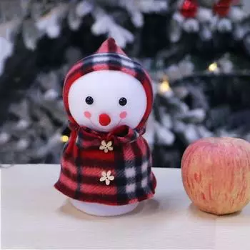 Decorative Christmas Gift Bag Red Plaid Skirt Plush Christmas Candy Bag with Drawstring Snowman Fruit Bag for 3pcs/set other синий
