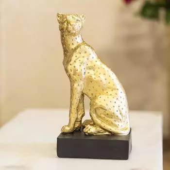 Decorative Golden Cheetah Statue | Luxury Animal Showpiece for Home, Office, Living Room, Table & Study Desk