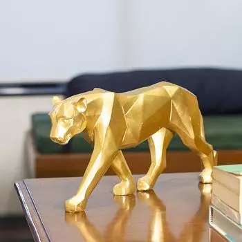 Decorative Golden Leopard Statue for Home & Office | Animal Showpiece for Living Room, Bedroom, Office Table, Study Desk & Reception