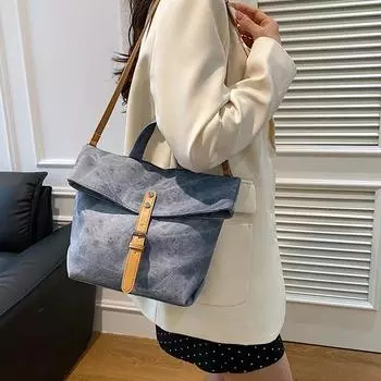Decorative Hasp PU Shoulder Bag for women large capacity foldable bag women s bags