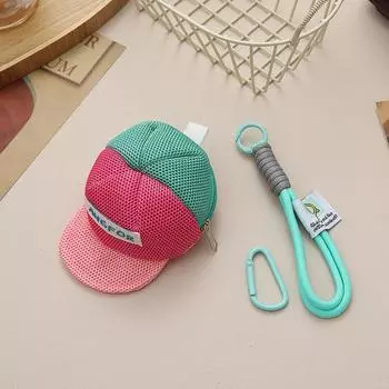 Decorative Hat Shape Coin Purse Keychain Headphones Organizer Portable Wallet Bag Change Pink Yellow