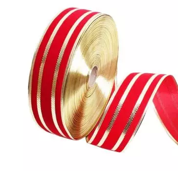 Decorative Meter 2 Red Velvet Christmas Ribbon With Deluxe Silver Edge Design