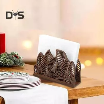 Decorative Napkin Holder Tissue Rack Leaf Shaped Easy to Install Countertop Free Standing Napkin Holder with Stable Base темно-коричневого