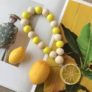 Decorative Natural Wood Bead Garland Tassel String Wall Hanging Tassel String Handmade Garland Farmhouse Ornament Home Decors