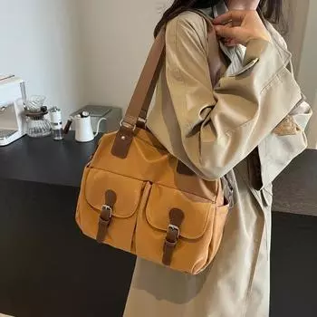 Декоративная нейлоновая сумка через плечо для женщин, повседневная, однотонная, большой емкости, модная сумка, качество