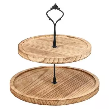 Decorative Round Tiered Fruit Plate Detachable Dessert Display Rack Cupcake Holder Shelf Christmas Khaki 2 Tiers