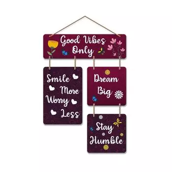 Decorative Wall Art Mdf Wooden Hanger For Living Room | Good Vibes Only | Bedroom | Home Decor | Office | Gift | Wall Hanging For House Decoration