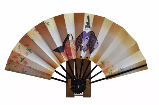 decorative with fan boxed Kyoto Sensu Double-sided fan, Hina/Musha, holder, белый