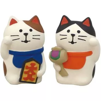 Decore Пара белых манеки-неко 25 x 22 x 36 мм Упаковка из 2 кошек, Размер (Огурец ZCB-92704),