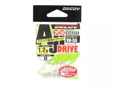 Decoy SV-55 Jig Head Aji Drive Hooks Размер 8, 1,2 грамма (6324)